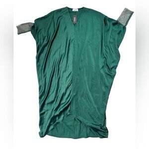 Kate Hewko Green Satin Rhinestone Sleeve Dress One Size Statement Kaftan NWT